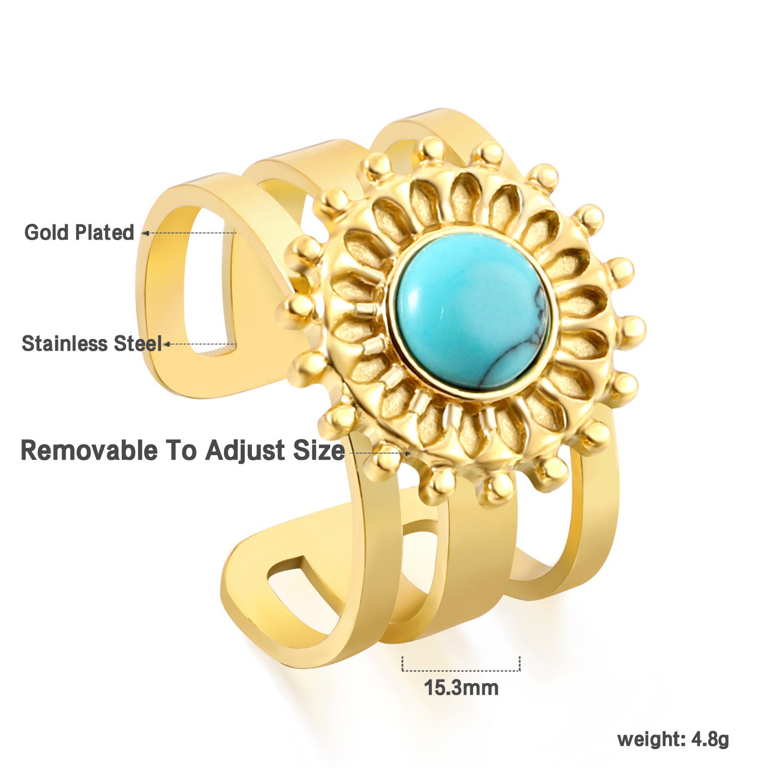 Damen offener Ring mit verstellbarem Design und elegantem Kunststoffstein Shop Nory