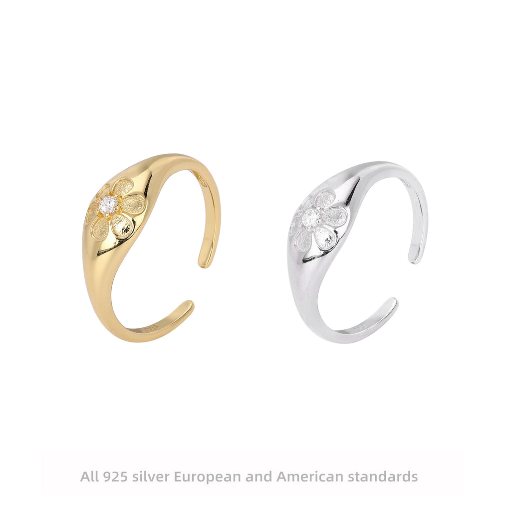 Damen Ring mit Blumenmotiv und funkelndem Zirkonbesatz Shop Nory