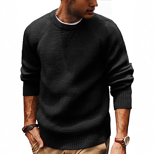 Herren lässiger Strickpullover mit strukturiertem GewShopnoryemuster und Rundhalsausschnitt