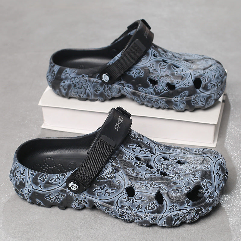 Damen Komfortable Clogs mit verstellbarem Riemen und floralem Design