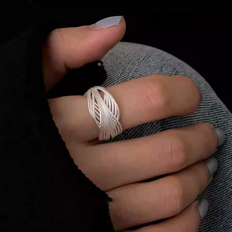 Damen Offener Ring mit kunstvollem, geschwungenem Design Shop Nory