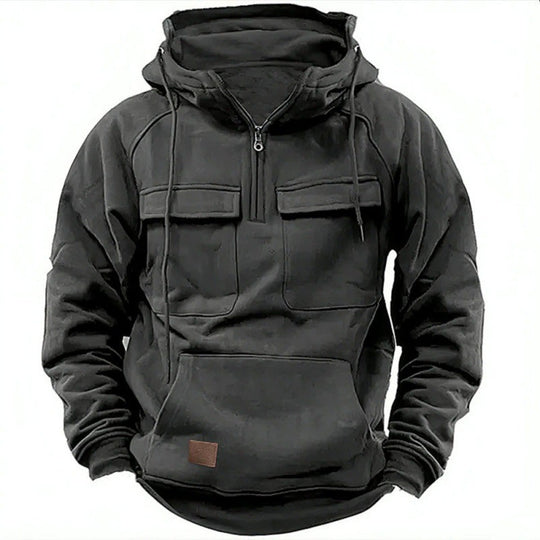 Herren Funktionale Kapuzenpullover mit Praktischen Taschen und Kurzem Reißverschluss
