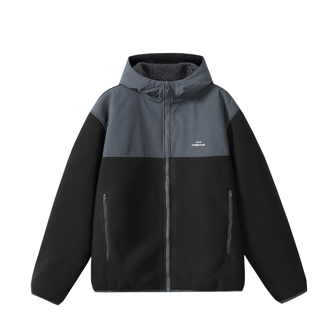 Unisex Fleece-Kapuzenjacke mit Teddyfutter, durchgehendem Reißverschluss und seitlichen Reißverschlusstaschen Shop Nory