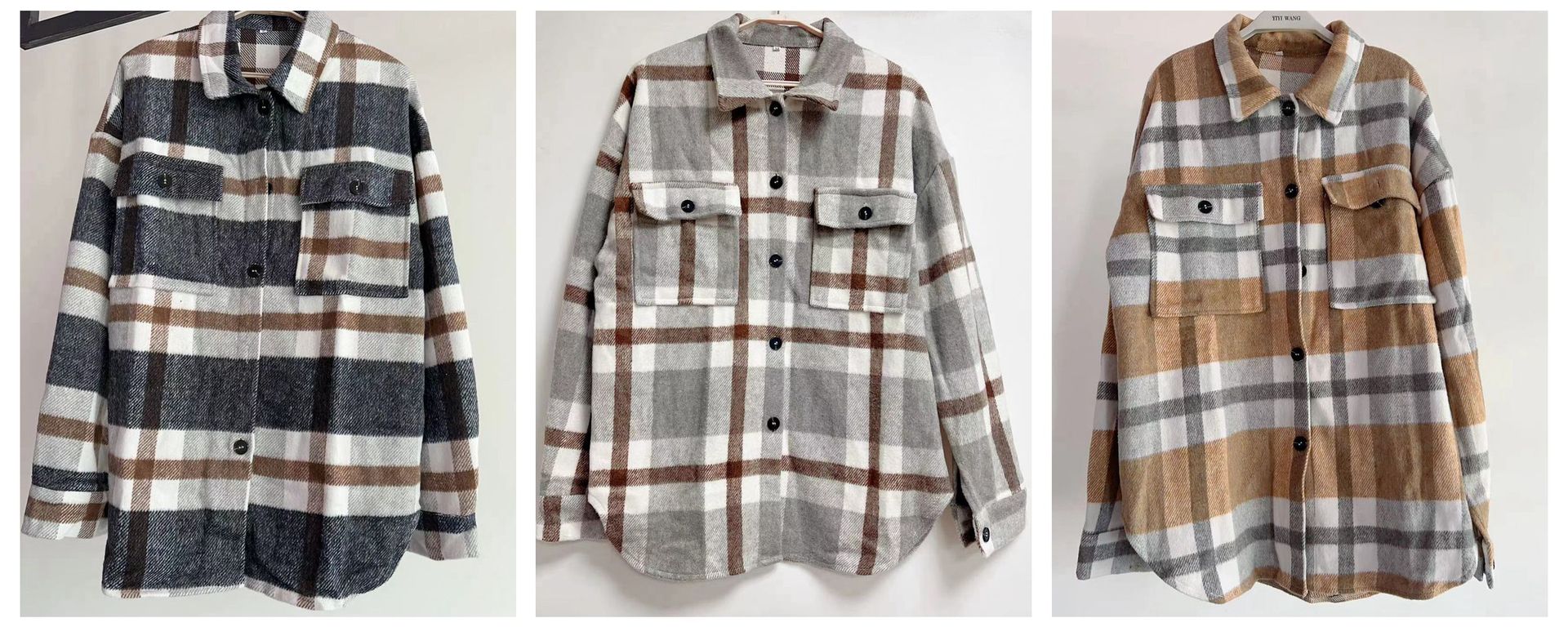 Damen Karierte Flanelljacke mit Lässigem Schnitt und Aufgesetzten Taschen