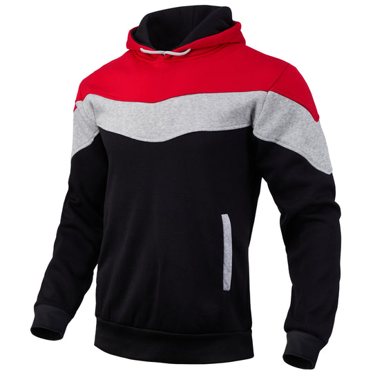 Herren Colorblock-Kapuzenpullover mit hohem Schalkragen, verdeckten Eingrifftaschen und gerippten Bündchen Shop Nory