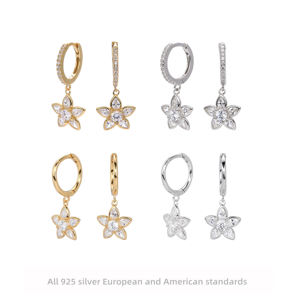 Damen Ohrringe mit elegantem Blumendesign aus hochwertigem 925 Sterling Silber Shop Nory