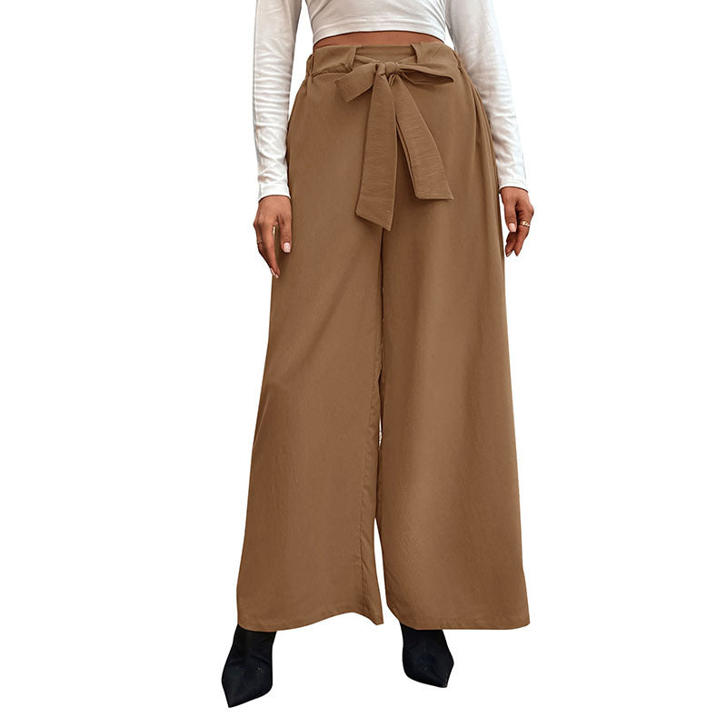 Damen Weite High-Waist-Hose mit Paperbag-Bund und Bindegürtel Shop Nory