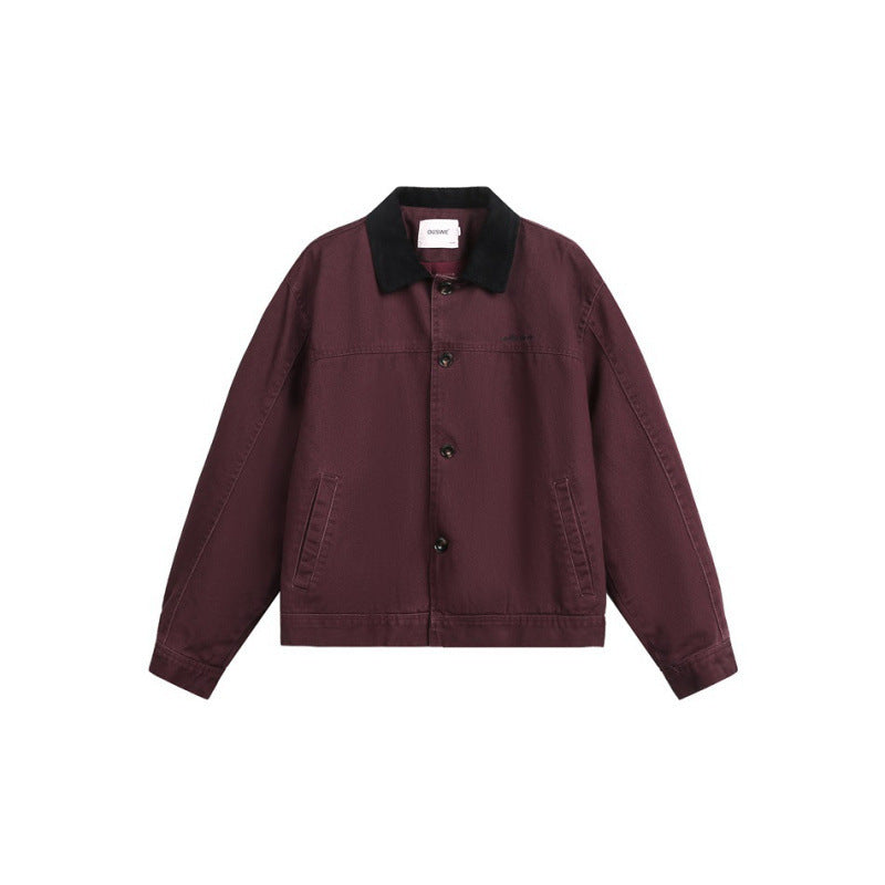 Herren Boxy-Canvas-Jacke mit Cordkragen und verdeckter Knopfleiste Shop Nory