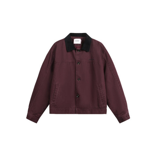 Herren Boxy-Canvas-Jacke mit Cordkragen und verdeckter Knopfleiste Shop Nory