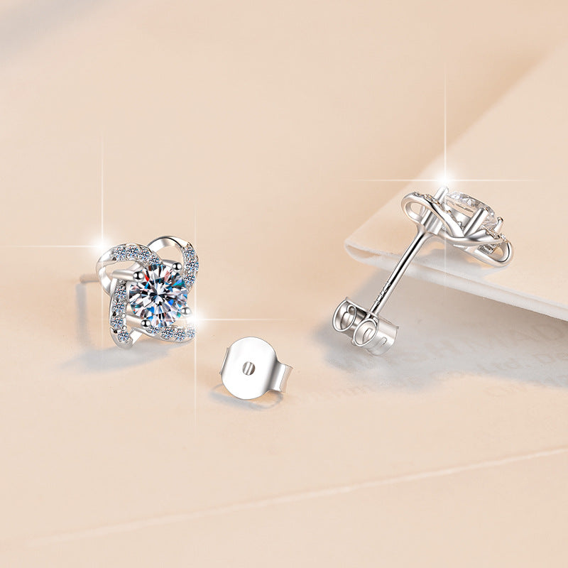 Damen Ohrstecker mit funkelndem Kristall und elegantem spiralförmigen Design Shop Nory