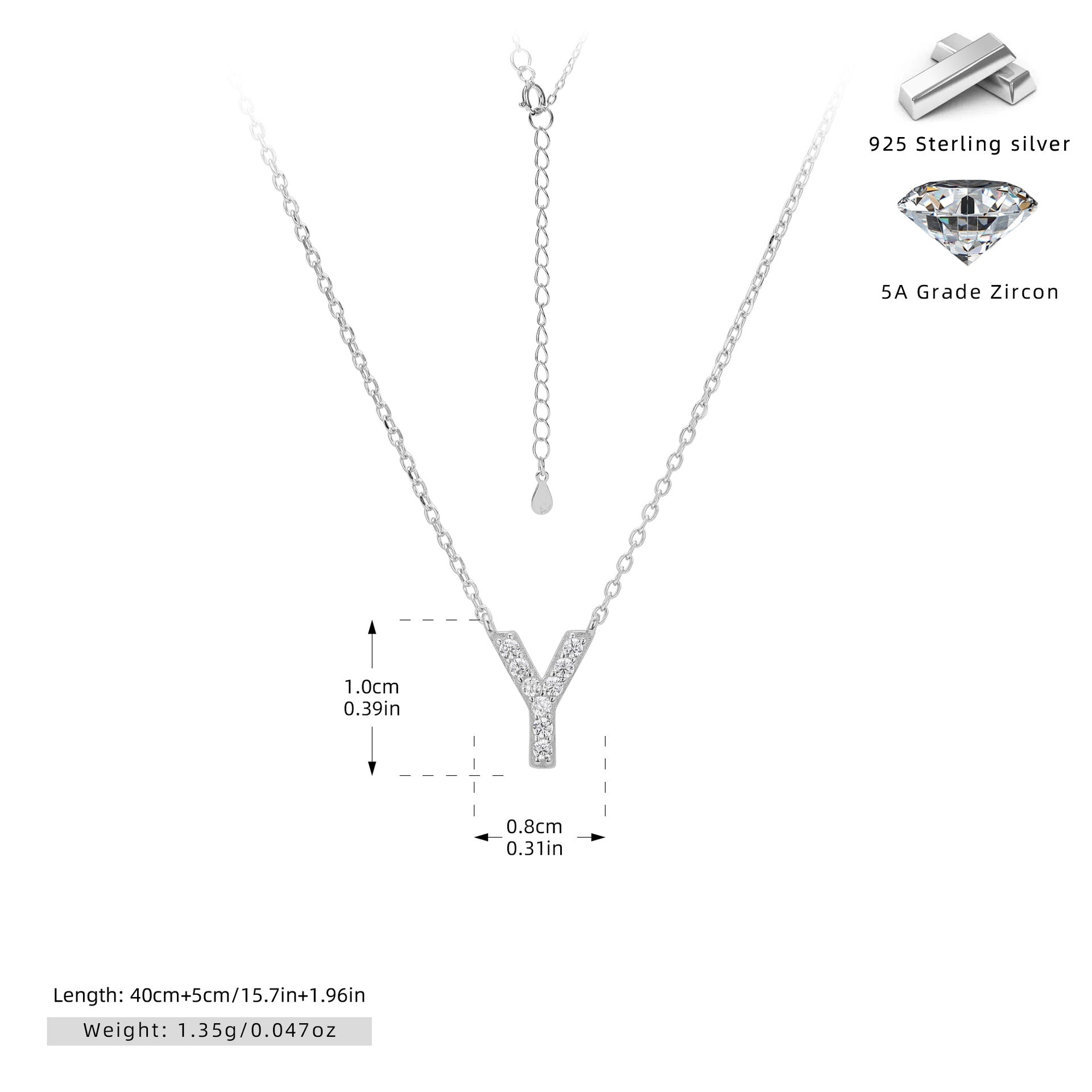 Damen Halskette mit Z-Anhänger und funkelnden Zirkonia Shop Nory