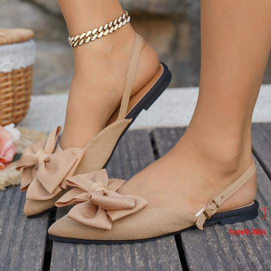 Damen Slingback-Ballerinas mit festem Schleifen-Design und atmungsaktiver Sohle