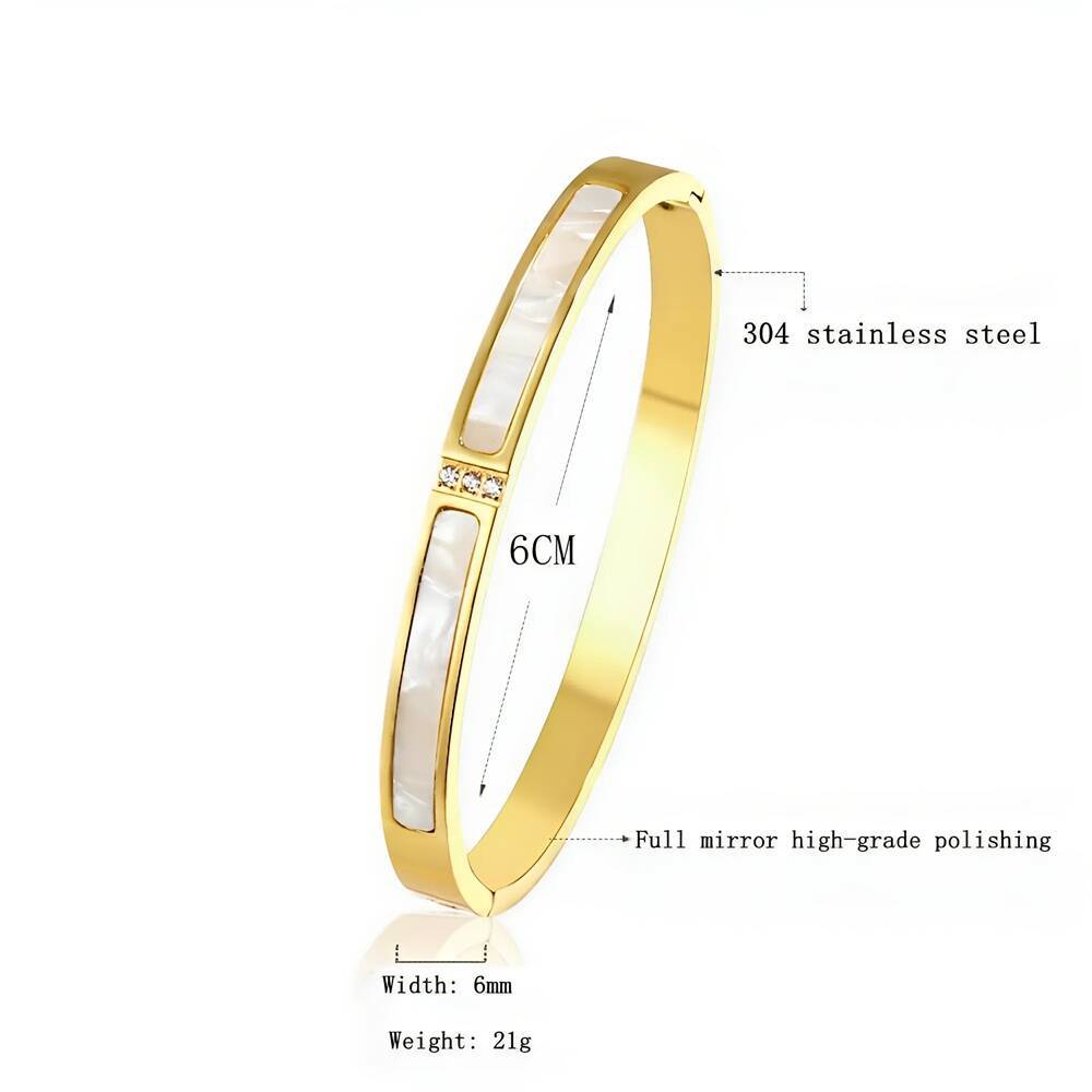 Damen Armreif mit elegantem Perlmutt-Inlay und funkelnden Akzenten Shop Nory