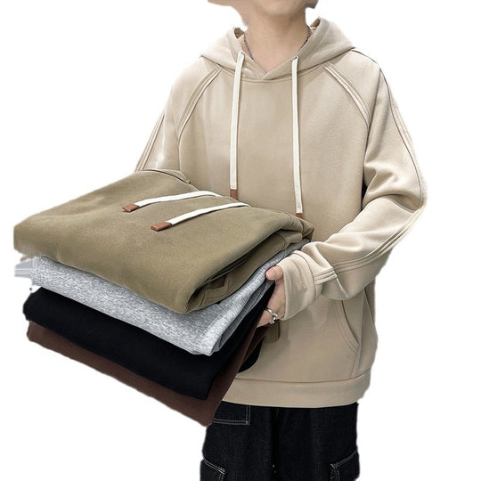 Herren Oversize Kapuzenpullover mit Kängurutasche Raglanärmeln und extra langen Kordeln Shop Nory