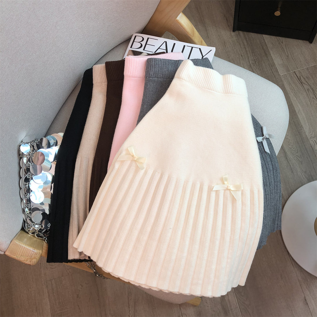 Damen Plissierter Rock mit dekorativen Schleifen Shop Nory