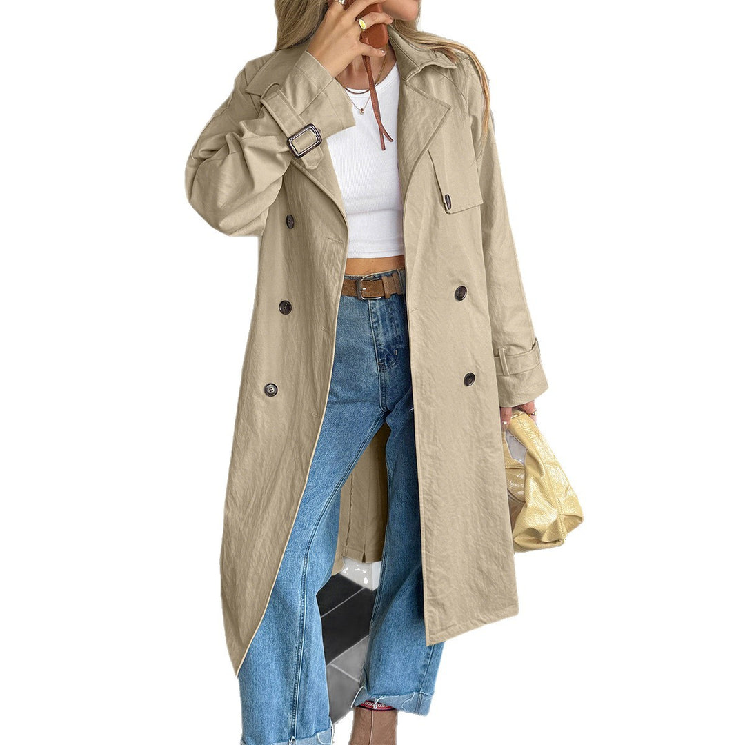 Damen nan klassischer Trenchcoat mit Doppelreihe, Taillengürtel, verstellbaren Manschetten und geraden Knopfleiste Shop Nory