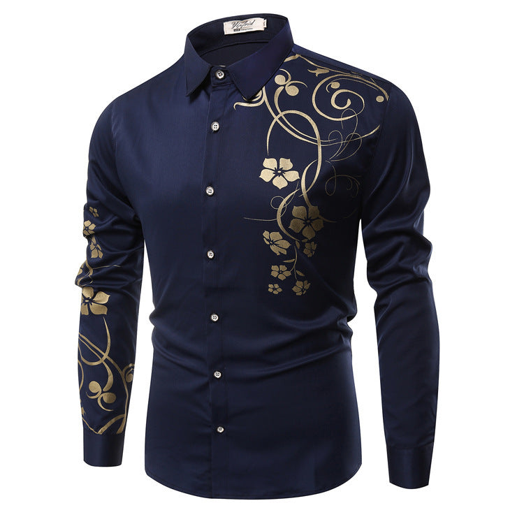 Herren Slim-Fit Hemd mit floralem Allover-Print, Langarm und Stretch-Baumwollmix Shop Nory