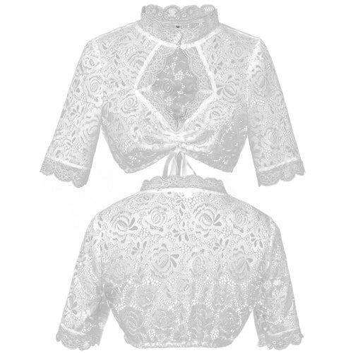 Damen nan Spitzenbolero kurz mit Stehkragen und Bindeband Shop Nory