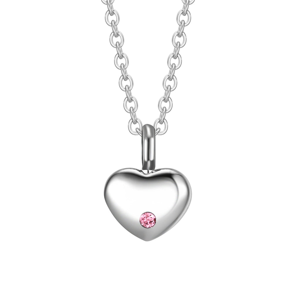 Damen Halskette mit herzförmigem Anhänger und feinem pinken Kristall Shop Nory
