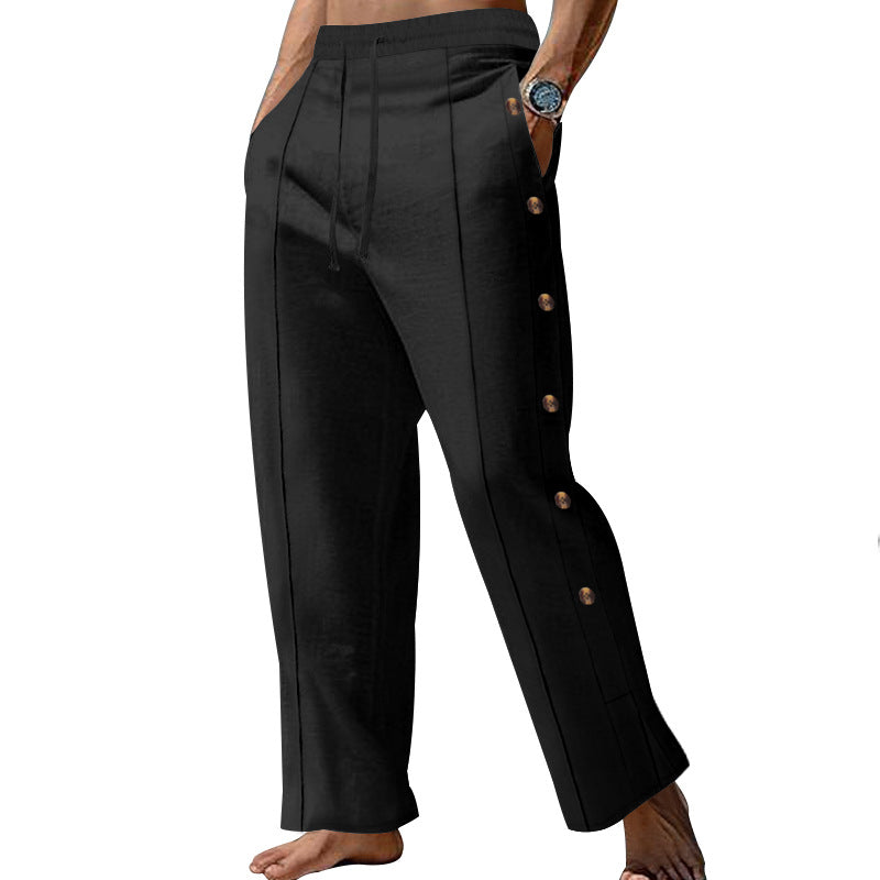 Herren elegante Freizeithose mit seitlichen Knopfdetails und elastischem Bund Shopnory