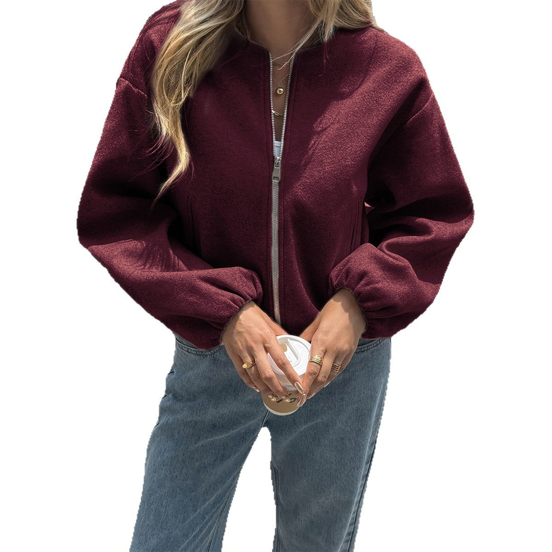 Damen nan kurze kuschelige Bomberjacke mit durchgehendem Reißverschluss, elastischem Saum und verdeckten Eingrifftaschen Shop Nory