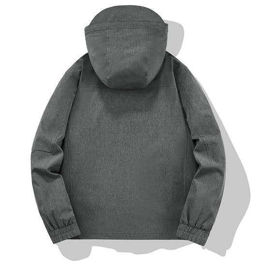 Herren Wetterresistente Softshell-Outdoorjacke mit Kapuze, hohem Kragen und verschweißten Nähten Shop Nory