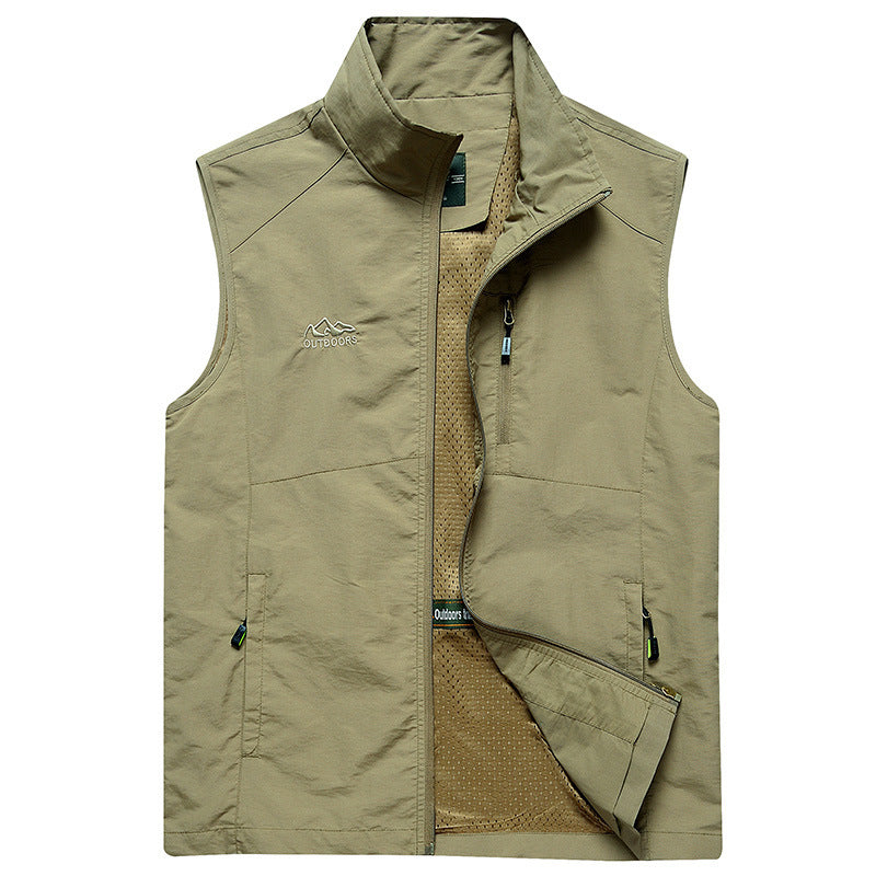 Herren ultraleichte atmungsaktive Outdoor‑Trekkingweste mit Mesh‑Futter, Stehkragen und Mehrfach‑Reißverschlusstaschen Shop Nory