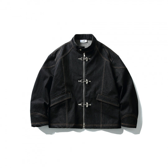 Herren Kurze Canvasjacke mit markanten Metall-Knebelverschlüssen und Kontrastnähten Shop Nory
