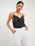 Damen Glitzerndes Spaghettiträgershirt mit V-Ausschnitt