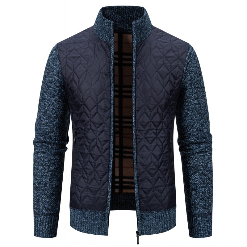 Herren Steppjacke mit hohem Kragen und eleganter Strickästhetik Shopnory