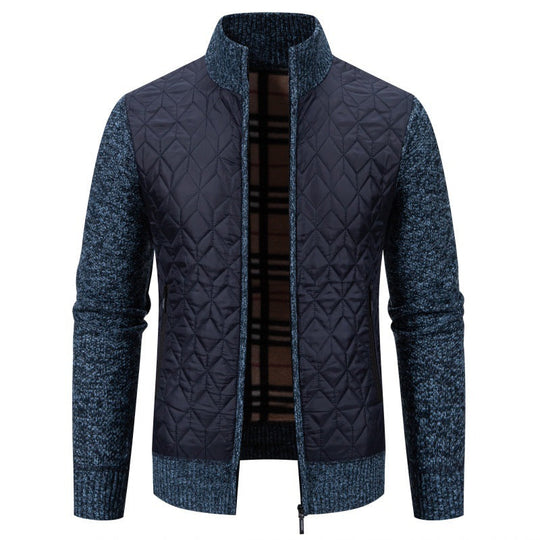 Herren Steppjacke mit hohem Kragen und eleganter Strickästhetik Shopnory