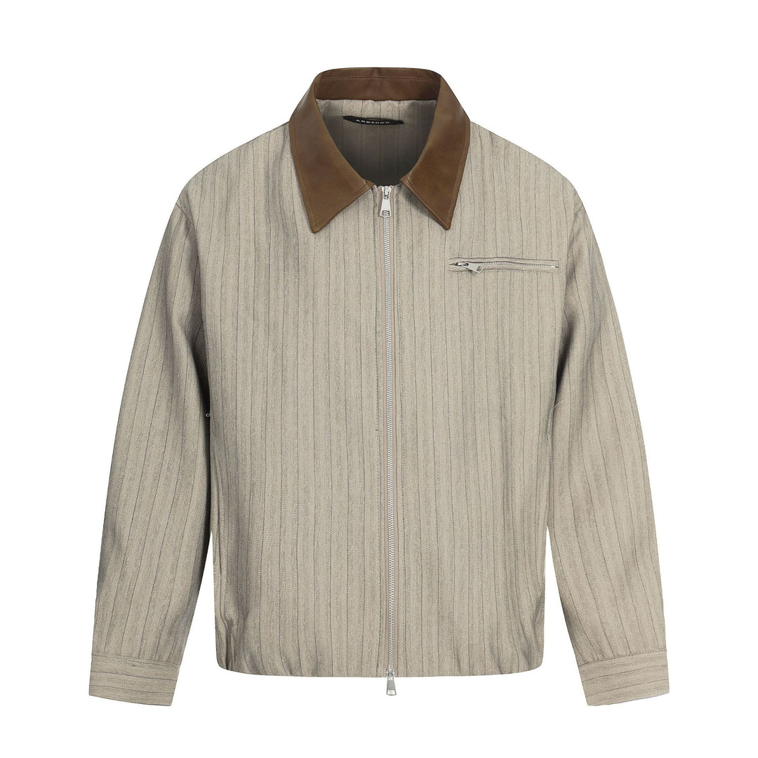 Herren Kurzboxy-Blousonjacke aus Leinenoptik mit Lederkragen Shop Nory