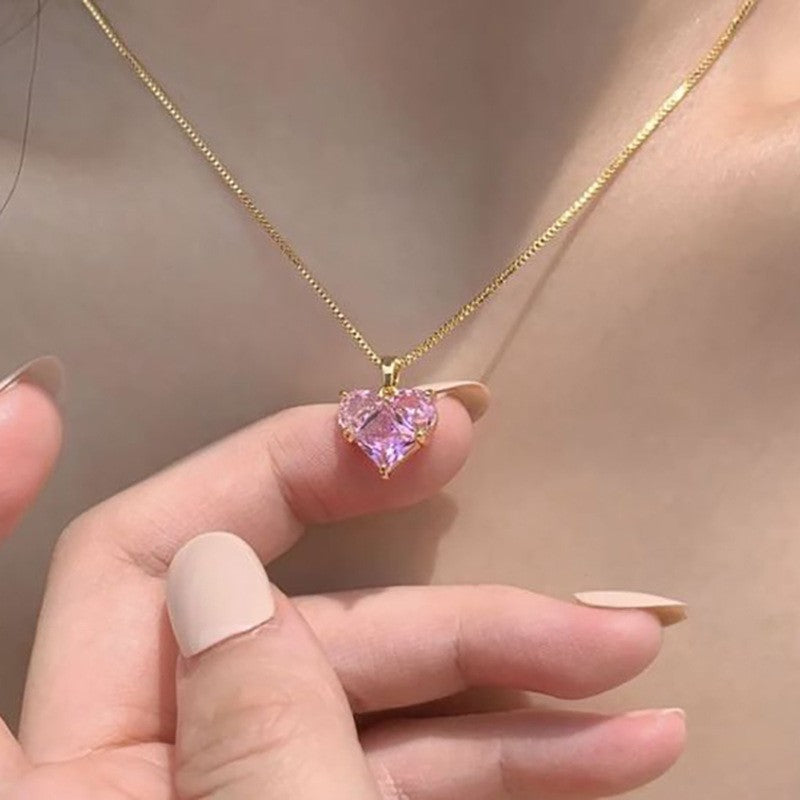 Damen Halskette mit herzförmigem Anhänger aus funkelndem Zirkonia Shop Nory