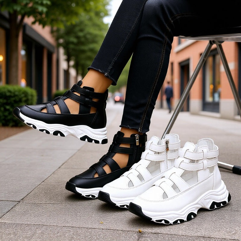 Damen Sportliche Schnür-Sneaker im modernen Cut-Out-Design