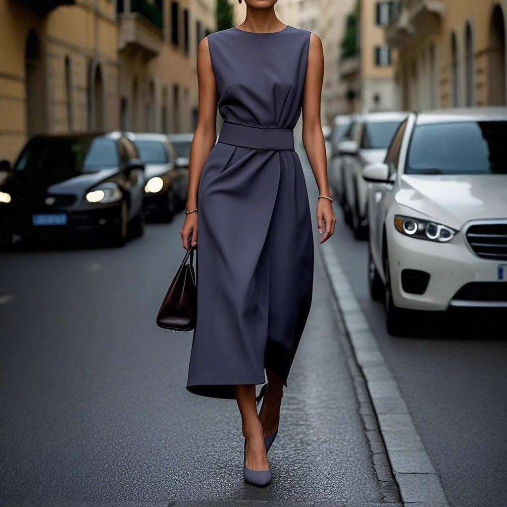 Damen elegantes Maxikleid mit figurbetonter Silhouette und seitlichem Schlitz