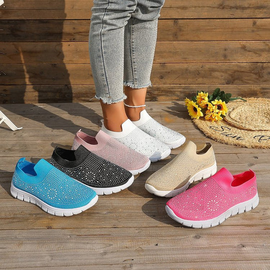 Damen Stilvolle Slip-On Sneakers mit funkelndem Strassdesign Shopnory