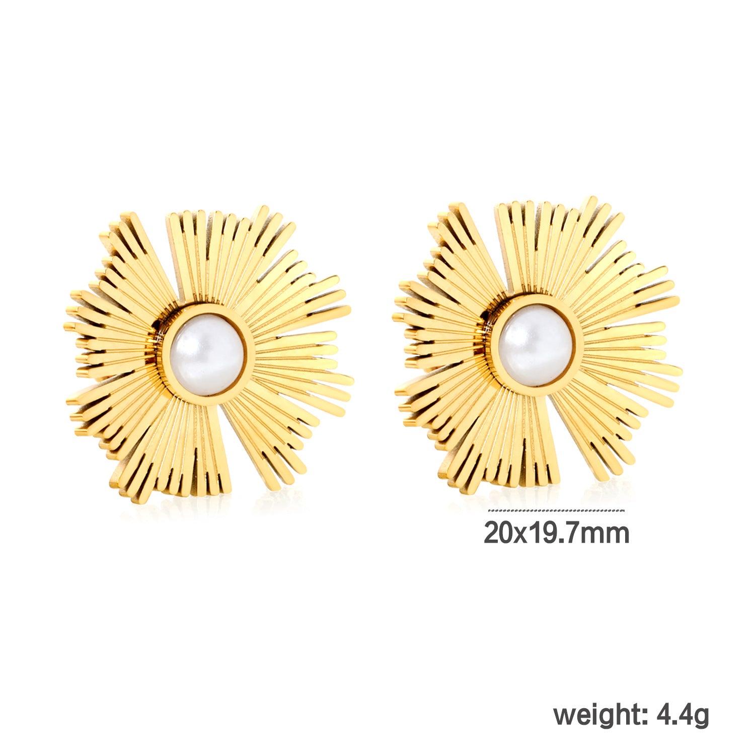 Damen Ohrstecker mit elegantem Sonnenstrahlen-Design und Perlenmittelpunkt Shop Nory