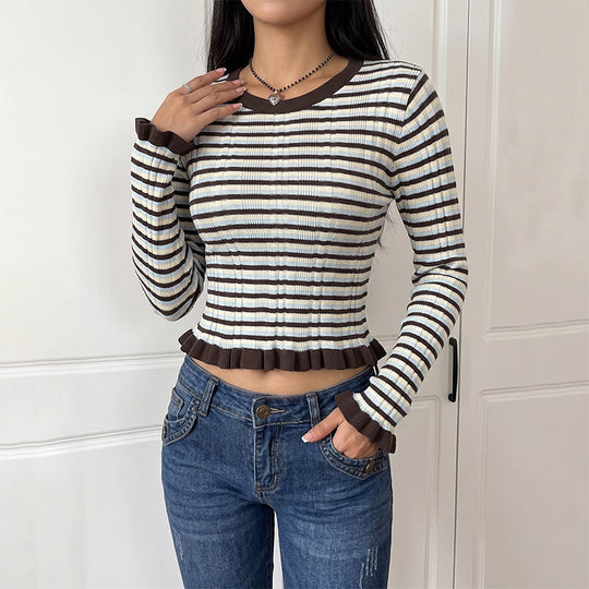 Damen Verspielt gestreiftes Crop-Top Shop Nory