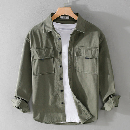 Herren Hemdjacke aus robustem Baumwolltwill mit zwei Brustklappen und Relaxed‑Fit Shop Nory