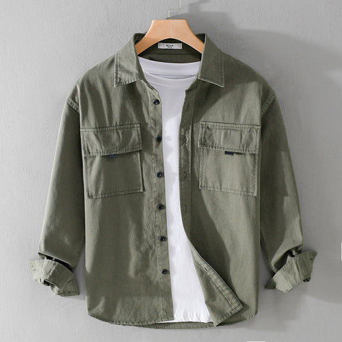 Herren Hemdjacke aus robustem Baumwolltwill mit zwei Brustklappen und Relaxed‑Fit Shop Nory