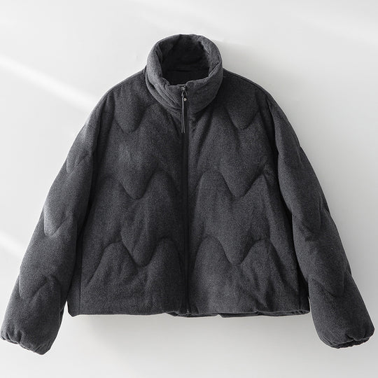 Damen Kurze gesteppte Jacke mit Wellensteppung, hohem Stehkragen und Boxy-Silhouette Shop Nory