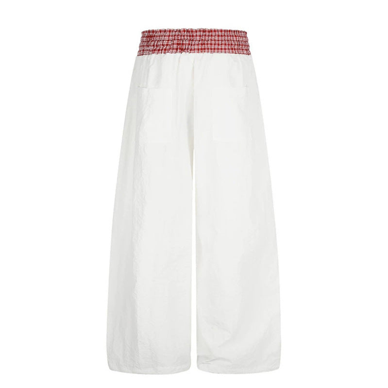 Damen Palazzo-Loungehose mit hohem Kordelzugbund, kariertem Komfortbund und Stern-Applikation Shop Nory