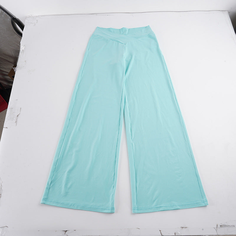 Damen nan weite Palazzo-Hose mit V-förmiger Bundnaht und elastischem Stretch-Jersey Shop Nory
