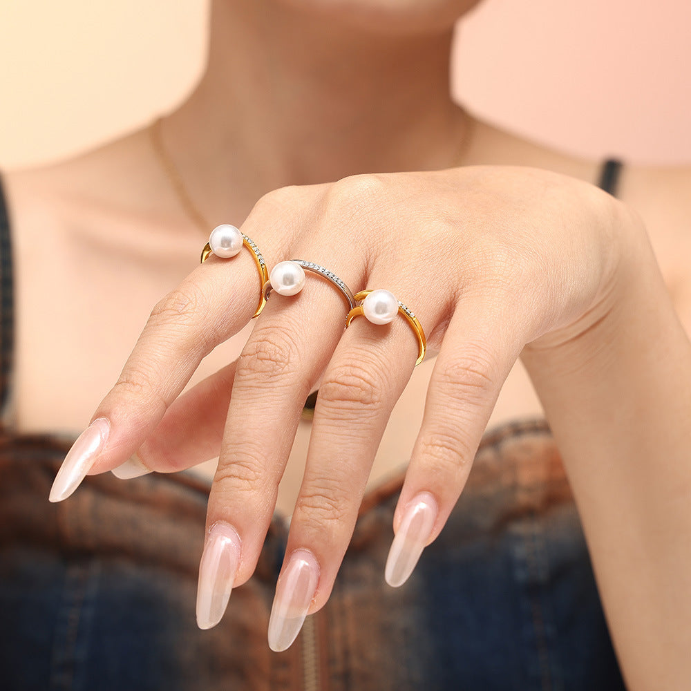 Damenring mit stilvollem Zwischendesign und funkelnden Zirkon-Details Shop Nory