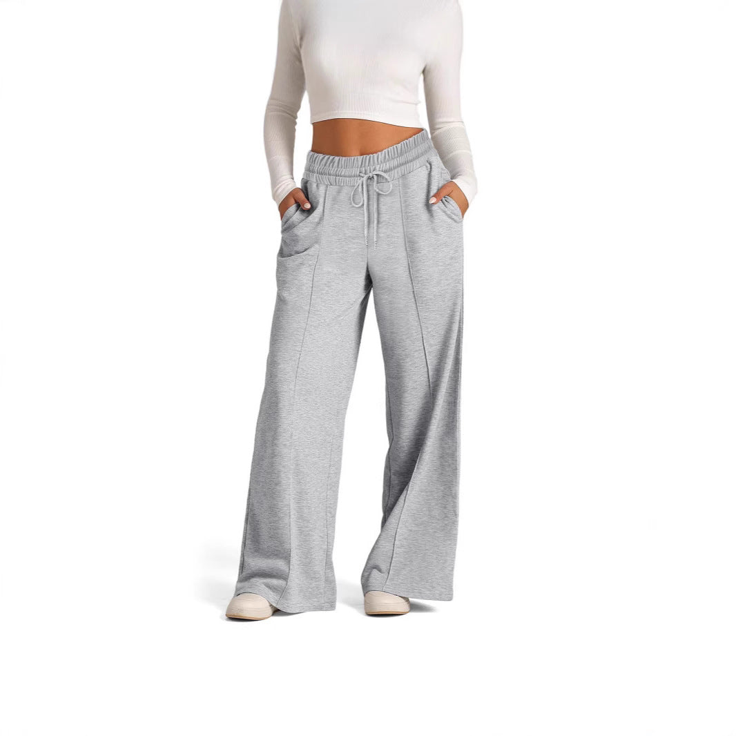 Damen nan weite High‑Waist Palazzo-Loungehose mit elastischem Komfortbund und Kordelzug Shop Nory