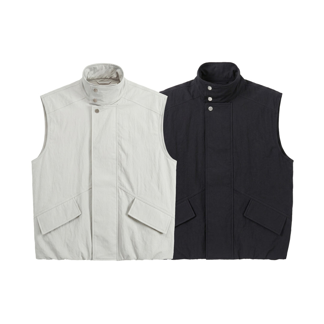 Herren Utility‑Weste mit hohem Stehkragen, Druckknopfblende und großen Pattentaschen Shop Nory