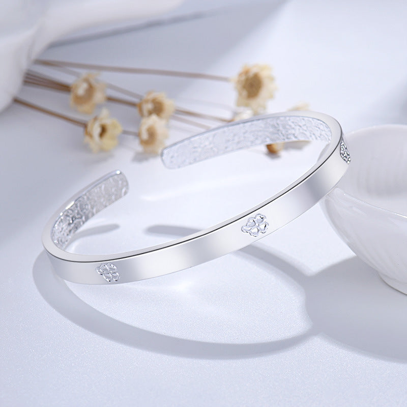 Damen Offener Armreif aus hochwertigem Edelstahl mit strukturiertem Design Shop Nory