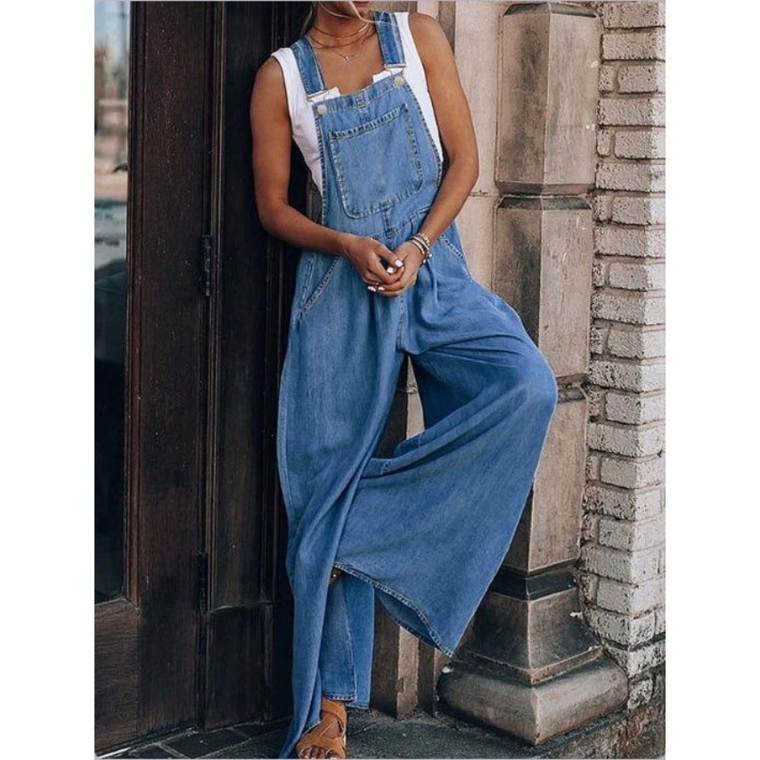 Damen Weite Denim-Latzhose im Palazzo‑Stil Shop Nory