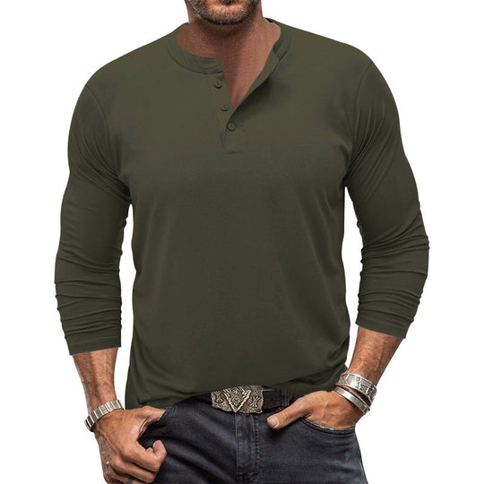 Herren Langarm T-Shirt mit Knopfleiste
