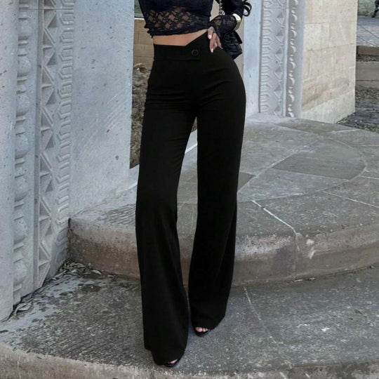 Damen High-Waist Palazzo-Hose mit weitem Bein und tailliertem Bund Shop Nory
